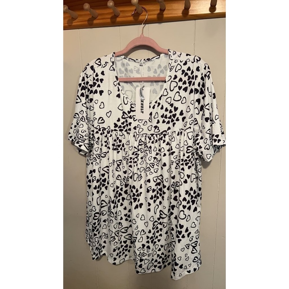 Lixhult‎ Heart Print Babydoll Top